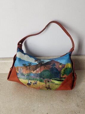 ICON Los Angeles art to wear Paul Gauguin leather shoulder purse bag Jeon